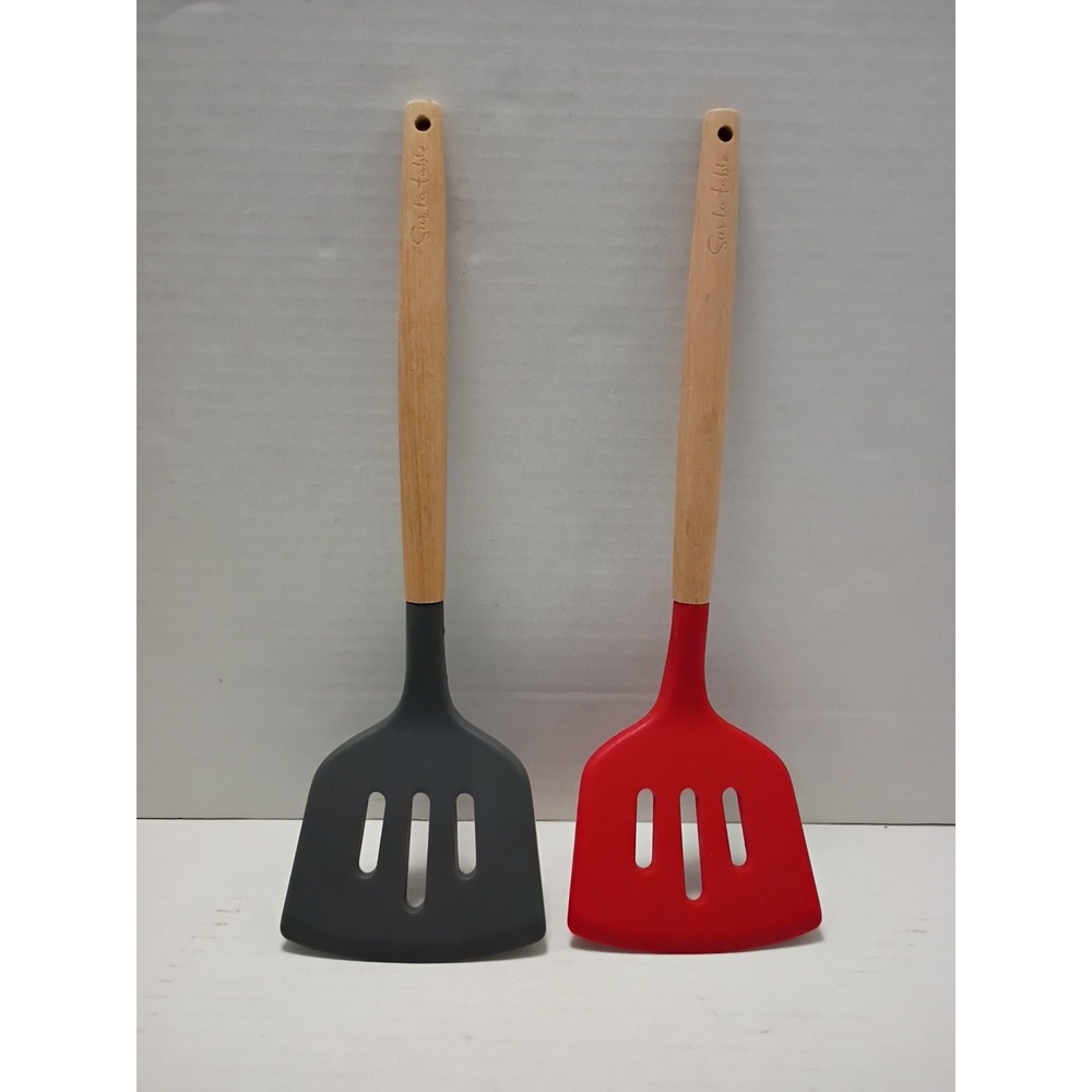 Sur La Table Red & Gray Spatulas Silicone w/ Wooden Handle Quantity = 2